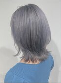 【i+me】シルバーグレー×ウルフミディアムスタイル