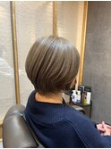 【脱白髪染めハイライト】大人グレージュボブ