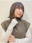 外ハネボブ*切りっぱなしボブ*ミルクティーブラウン*ボブヘア