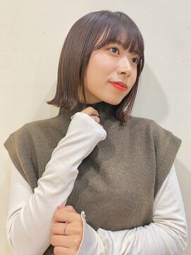ケーツー あべのキューズモ-ル店(K-two) 外ハネボブ*切りっぱなしボブ*ミルクティーブラウン*ボブヘア