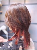 ロングレイヤーウルフ×インナーカラー
