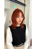 オレンジ×赤20代30代40代ハイライトブリーチダブルカラー立川