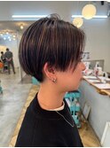 【細めハイライト】刈り上げマッシュショート30代40代50代