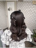 ハーフツイン　ふわふわ　パール　推し活　イベントヘア