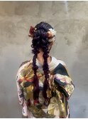華やかツイン編みおろし★成人式 卒業式 お呼ばれヘア