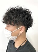 メンズショート マッシュ センターパート メンズパーマ