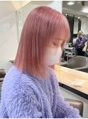 2378外国人風カラーカシスレッドベイビーピンクネオンカラーボブ