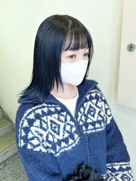 キャンバス バイ ネオリーブ 横浜西口(Canvas by neo.) ブルーブラック　ネイビーブルー　切りっぱなしロブ