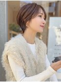 前髪あり小顔つや髪顔まわり簡単スタイリングショートボブヘア