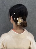 セミロング　シニヨン　ヘアセット　礼装　訪問着　大阪