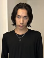 =メンズボブ/ダークアッシュ/ニュアンスパーマ／メンズウルフ
