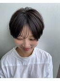 丸みショートシースルーバングくびれショートボブミニボブ