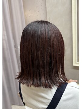 ラメル(RAMEL) 白髪染めカラー（ワインレッド）＋ワンレンボブ