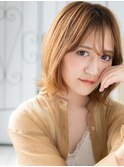 研究学園/髪質改善/コーラルオレンジ☆外ハネくびれヘアb