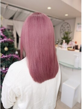 ミルキーピンク　ピンクカラー　髪質改善