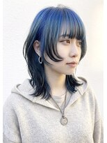 ザ キャンバス ミヤザキツネヒサ(THE CANVAS 宮崎恒久)&nbsp;ハッシュカット/エンドカラー/ウルフカット/シアンブルー basi