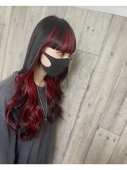 インナーカラーｂｌａｃｋ×red【赤羽】