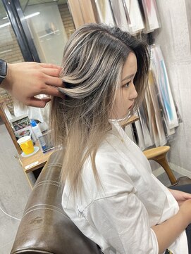 ラフ(LAFF) #バレイヤージュ#グレージュカラー#ボブウルフ#ココアベージュ