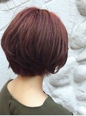 レッドプラウン_結婚式,前下がり,斜めバング