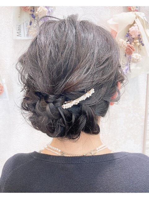 『AuraBeaute 京都』結婚式 お呼ばれ ヘアアレンジ ロープ編み