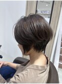 三軒茶屋_レディース_ショート_ブラウン_丸みショート_大人_小顔