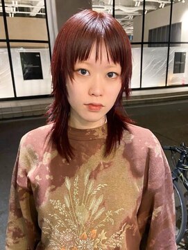 カシェ ナカザキ(CACHE NAKAZAKI) シャギーレイヤー/ミディアムレイヤー/ボルドーカラー