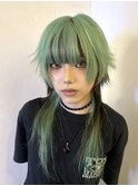 デザインカラー/シャギーカット/ロングウルフ/ハイトーンカラー