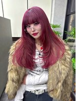 オズ 安積店(OZ)&nbsp;ミニウルフチェリーブラウンホワイトグレージュフェザーパーマ