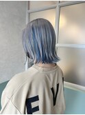 【下田】シルバーネイビーダブルカラー外ハネボブ＃立川＃立川駅