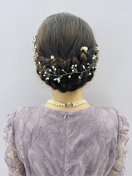 編み込み/三つ編み/ヘアセット/結婚式/可愛い