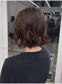 大人可愛い切りっぱなしボブパーマ