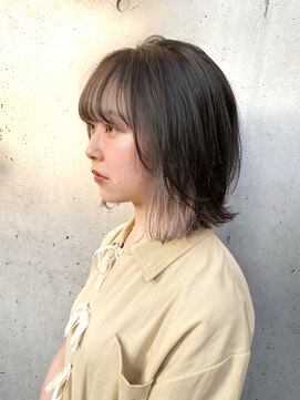 ノラキチジョウジ(NORA KICHIJOJI) 黒髪 インナーカラー ミニボブ 切りっぱなしボブ