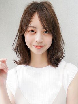 リヤン 表参道(lyann) ショコラベージュ ボブルフ ベビーバング カール くびれヘア
