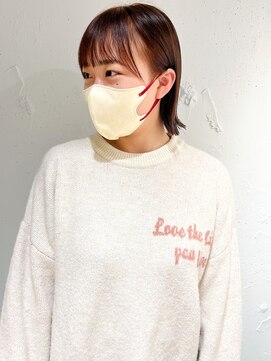 ラミエ バイ メルト 吉祥寺(lamie by melt) "久保田"切りっぱなしボブシースルーバング外ハネ暖色系カラー
