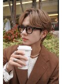 韓国ヘアカルマパーマカルマバングセンターパート黒髪ウルフ