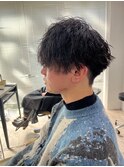 アッシュブラックツイストスパイラルパーマメンズカット所沢練馬