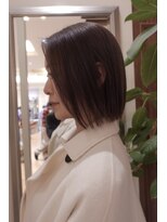 ぷつっとボブ 顔まわりカット 前髪無し 暗めベージュ 銀座