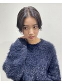 前髪あり耳掛け丸みくびれショートボブ20代30代40代50代60代