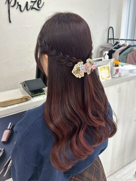 プライズ 表参道原宿店(prize) ハーフアップアレンジ三つ編み