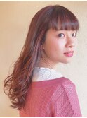 ハイライト×モーブピンク×ワイドバングロング
