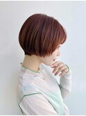 大人ショートヘア前髪あり丸みひし形チョコレートベージュ K0427