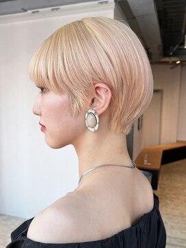 アルバム 池袋(ALBUM) ハイトーンショート_ピンクブラウン切りっぱなしボブ_ba474491