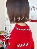 フラットなカットラインが可愛い☆フラットミニボブ♪