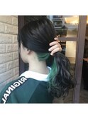ロング×インナーカラーグリーン