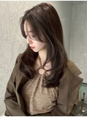 大人美人艶カラーベージュ小顔カット透明感レイヤーロング