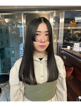 ギフトサニーサイド(gift sunny side) ぱつっとミディアム＊前髪なし姫カット