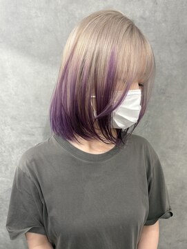 いろあそび 八王子 【グラデーションカラー】ホワイトベージュ×パープル