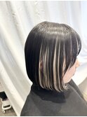ホワイトインナーカラー　× ボブ