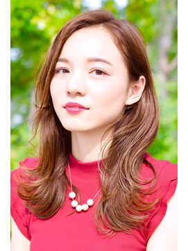 エニタイム(Anytime) 大人かわいいフェミニンロング　　　ピンクベージュカラー