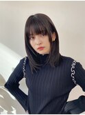 韓国 ミディアム レイヤー 似合わせ小顔前髪 暗髪カラー 黒髪
